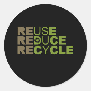 Hergebruik Reduce Recyclen T-shirt Ronde Sticker