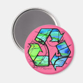 Hergebruik, reduceren, Recyclen op Aarde-dag cadea Magneet (Voorkant / Achterkant)