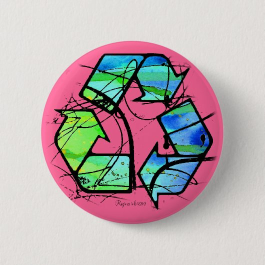 Hergebruik, reduceren, Recyclen op Aarde-dag cadea Ronde Button 5,7 Cm (Voorkant)