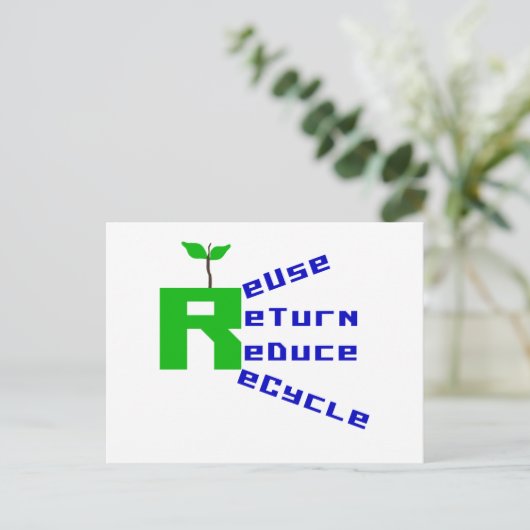 Hergebruik Retour Verminder Recyclen T-shirts en g Briefkaart (Staand voorkant)
