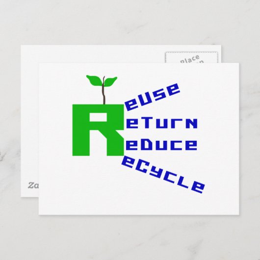 Hergebruik Retour Verminder Recyclen T-shirts en g Briefkaart (Voorkant / Achterkant)
