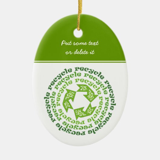 Hergebruik symbool aangepaste kerstversiering keramisch ornament (Voorkant)