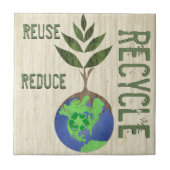 Hergebruik Verminder het Wereldbol van de Recyclen Tegeltje (Voorkant)