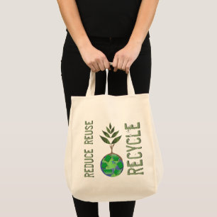 Hergebruik Verminder het Wereldbol van de Recyclen Tote Bag
