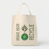 Hergebruik Verminder het Wereldbol van de Recyclen Tote Bag (Voorkant)