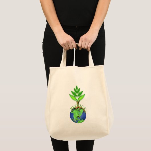 Hergebruik Verminder het Wereldbol van de Recyclen Tote Bag (Voorkant (product))