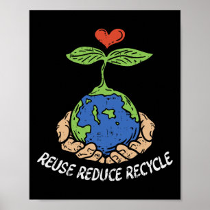 Hergebruik Verminder Recyclen Aardodag planeet spa Poster