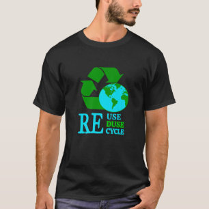 Hergebruik Verminder Recyclen het milieu van de aa T-shirt