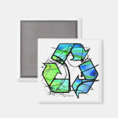 Hergebruik, Verminderen, Recycling Aardagsgeschenk Magneet (Voorkant / Achterkant)