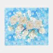 Herhaal bleek sky blue - white waterverf Rozen Fleece Deken (Voorkant (Horizontaal))