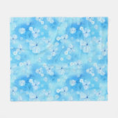Herhaal bleke hemelblauw - witte waterverf bloemen fleece deken (Voorkant (Horizontaal))