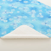 Herhaal bleke hemelblauw - witte waterverf bloemen sherpa deken (3/4)