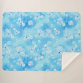 Herhaal bleke hemelblauw - witte waterverf bloemen sherpa deken (Voorkant (horizontaal))