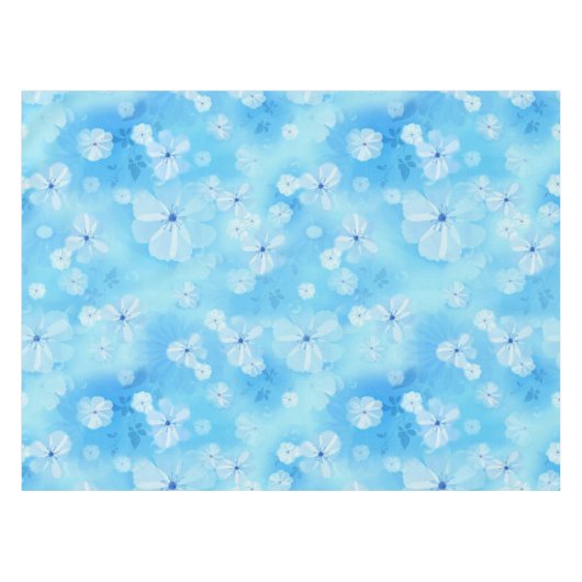 Herhaal bleke hemelblauw - witte waterverf bloemen tafelkleed (Voorkant (Horizontaal))