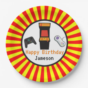 Herhaal de speelconsole van Arcade Video Birthday Papieren Bordje
