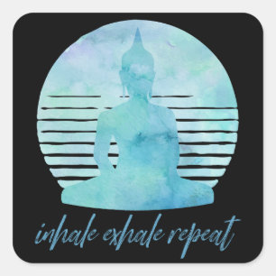 Herhaal de uitademing bij inademen blauw vierkante sticker