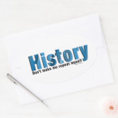 Herhaal geschiedenis Blauw Ovale Sticker (Envelop)
