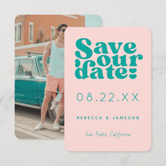 Herhaal het Roze en Blauwgroen huwelijk van de Uni Kaart (Voorkant / Achterkant)