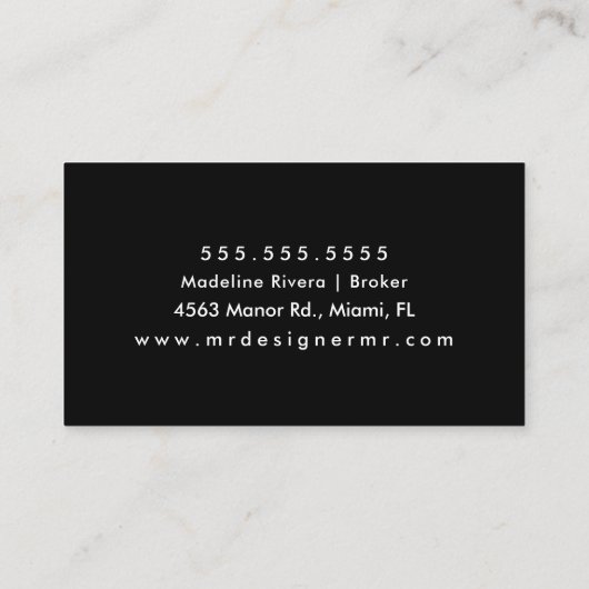 Herhaal Home Sale Realtor Broker Black White Visitekaartje (Achterkant)