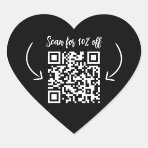 Herhaal klantenloyaliteit marketing QR code zwart Hart Sticker