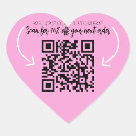 Herhaal klantenwebsite marketing QR code roze Hart Sticker