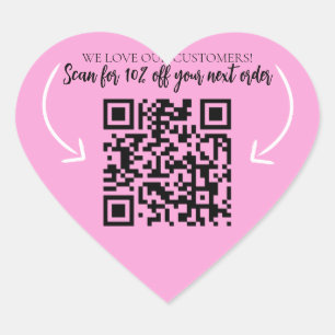Herhaal klantenwebsite marketing QR code roze Hart Sticker