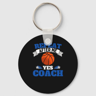 Herhaal Na Mij Ja Coach Basketbal - Blauw Wit  Sleutelhanger