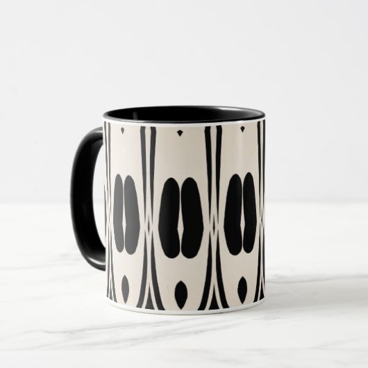 Herhaal Patroon Zwart wit Abstract Patroon Mok (Voorkant links)