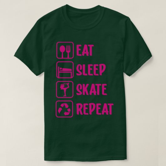 Herhaal schaats Eat Slaap T-shirt (Design voorkant)