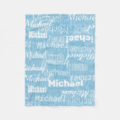 Herhaalde gepersonaliseerde namen Shades of Blue Fleece Deken (Voorkant)
