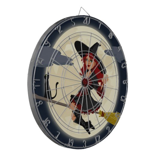 HERHAALDE HALLOWEEN WITCH DARTBORD (Voorkant Links)
