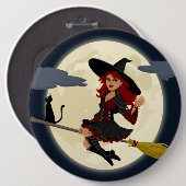 HERHAALDE HALLOWEEN WITCH RONDE BUTTON 6,0 CM (Voorkant /achterkant)