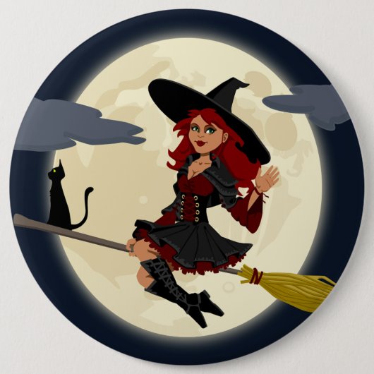 HERHAALDE HALLOWEEN WITCH RONDE BUTTON 6,0 CM (Voorkant)