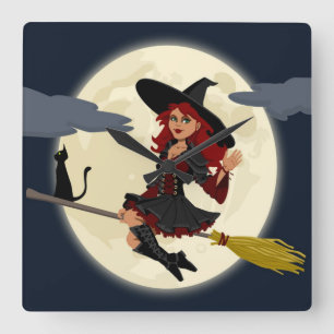 HERHAALDE HALLOWEEN WITCH VIERKANTE KLOK