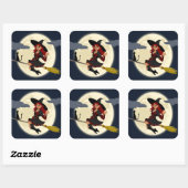 HERHAALDE HALLOWEEN WITCH VIERKANTE STICKER (Vel)