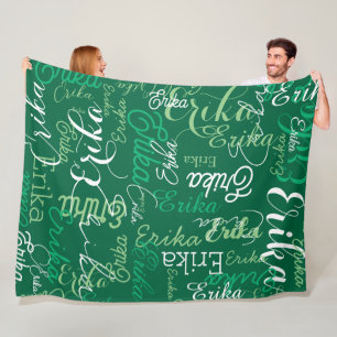 Herhaalde namen allover Emerald Green Fleece Deken