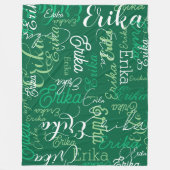 Herhaalde namen allover Emerald Green Fleece Deken (Voorkant)