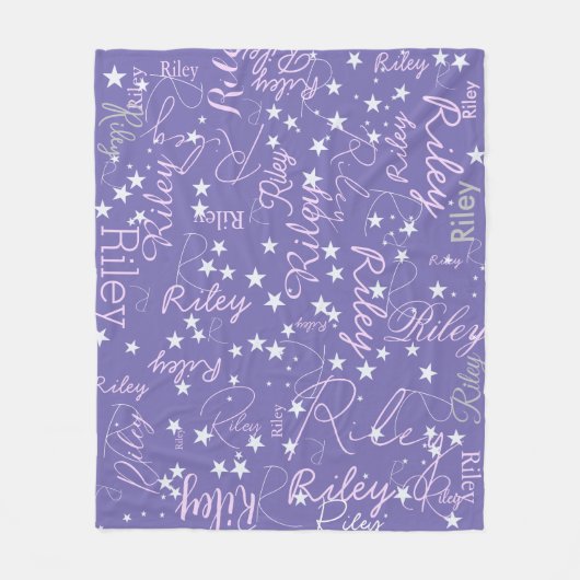 Herhaalde namen Gespikkelde sterren Periwinkle Fleece Deken (Voorkant)