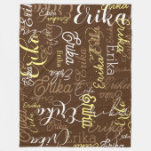 Herhaalde namen gestempeld helemaal bruin fleece deken (Voorkant)