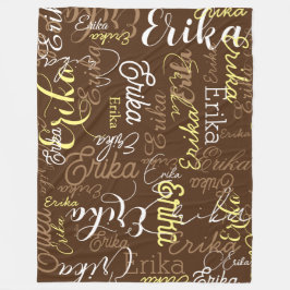 Herhaalde namen gestempeld helemaal bruin fleece deken