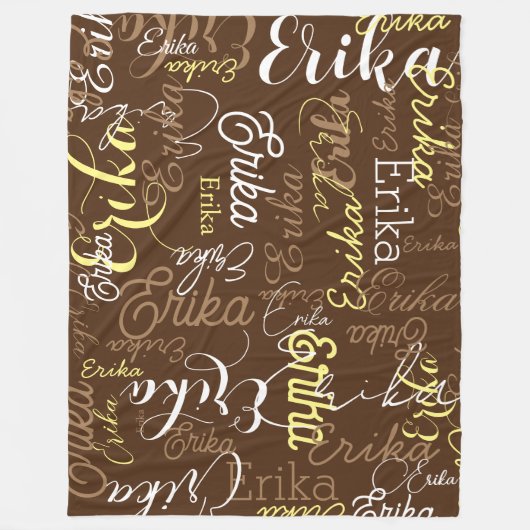 Herhaalde namen gestempeld helemaal bruin fleece deken (Voorkant)