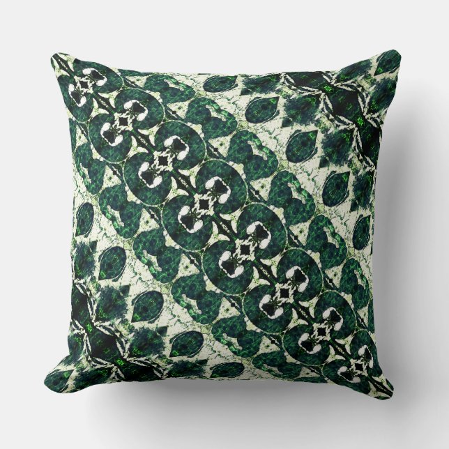 Herhaalde ruwe smaragdgroen onder witte textuur kussen (Voorkant)