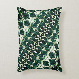 Herhaalde ruwe smaragdgroen onder witte textuur t accent kussen