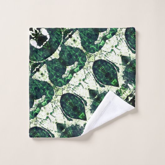 Herhaalde ruwe smaragdgroen onder witte textuur t bad handdoek (Wasdoekje)