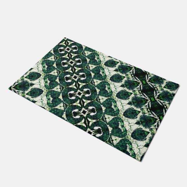 Herhaalde ruwe smaragdgroen onder witte textuur t deurmat (Schuin)