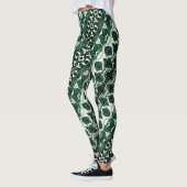Herhaalde ruwe smaragdgroen onder witte textuur t leggings (Links)