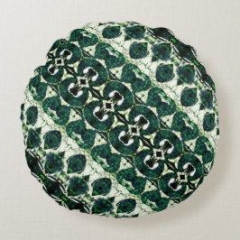 Herhaalde ruwe smaragdgroen onder witte textuur t rond kussen