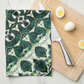 Herhaalde ruwe smaragdgroen onder witte textuur t theedoek (Quarter Fold)