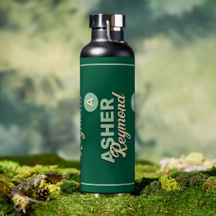 Herhalen van voor- en achternaam   Monogram op gro Waterfles