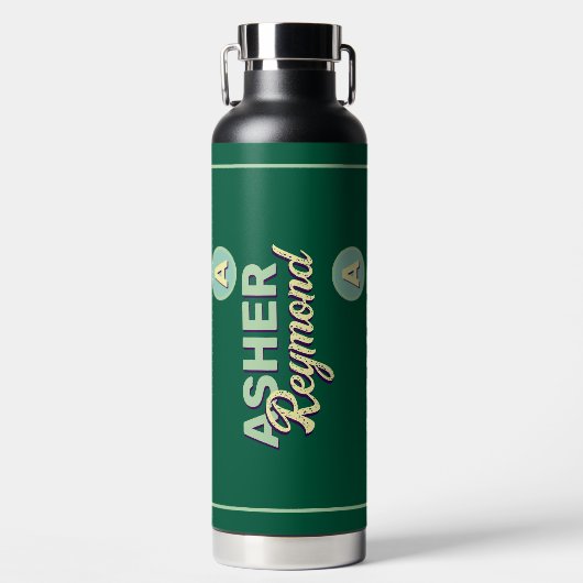 Herhalen van voor- en achternaam | Monogram op gro Waterfles (Voorkant)
